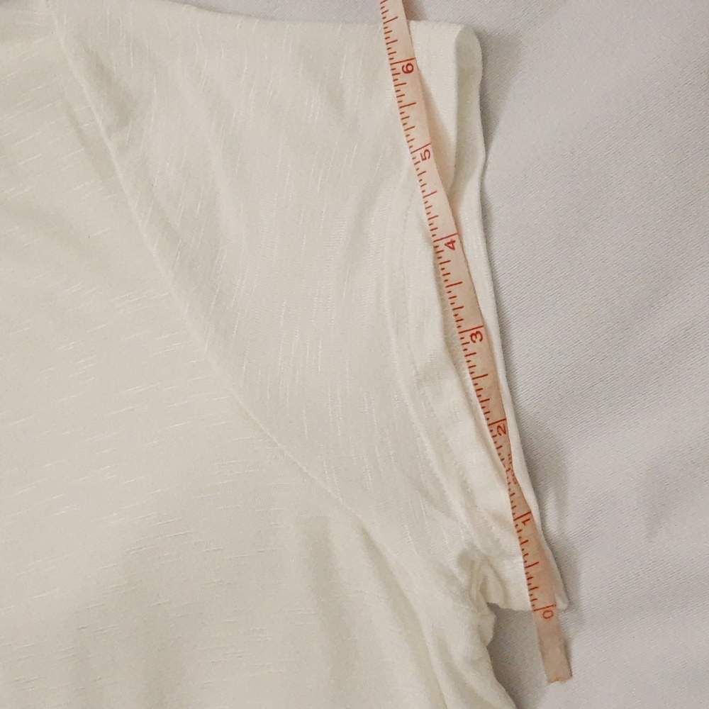 Skinnygirl Carrie Twist-Front Peplum Top Slub Knit Coastal Flowy, Ivory, Size M - Picture 13 of 16